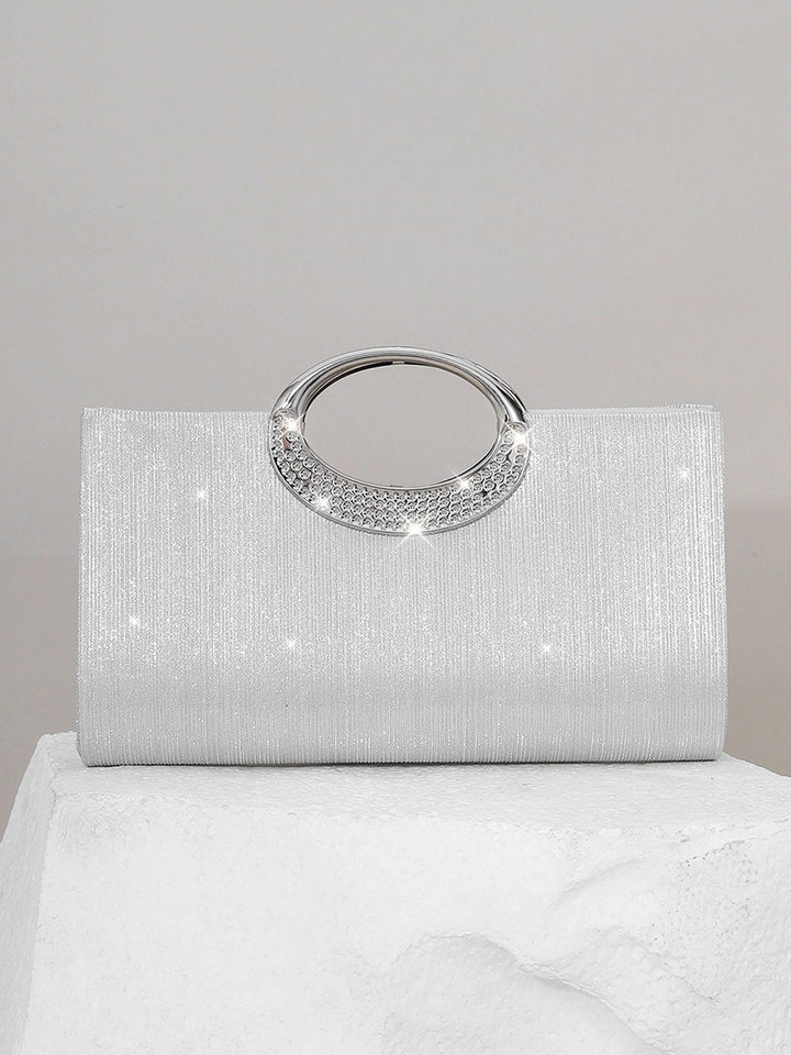 Geometric Metal Handle Stripes Glitter Polyester Handbagsfor Evening