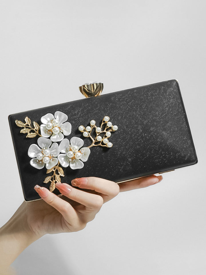 Geometric Classic Pearl Flower PU Handbags
