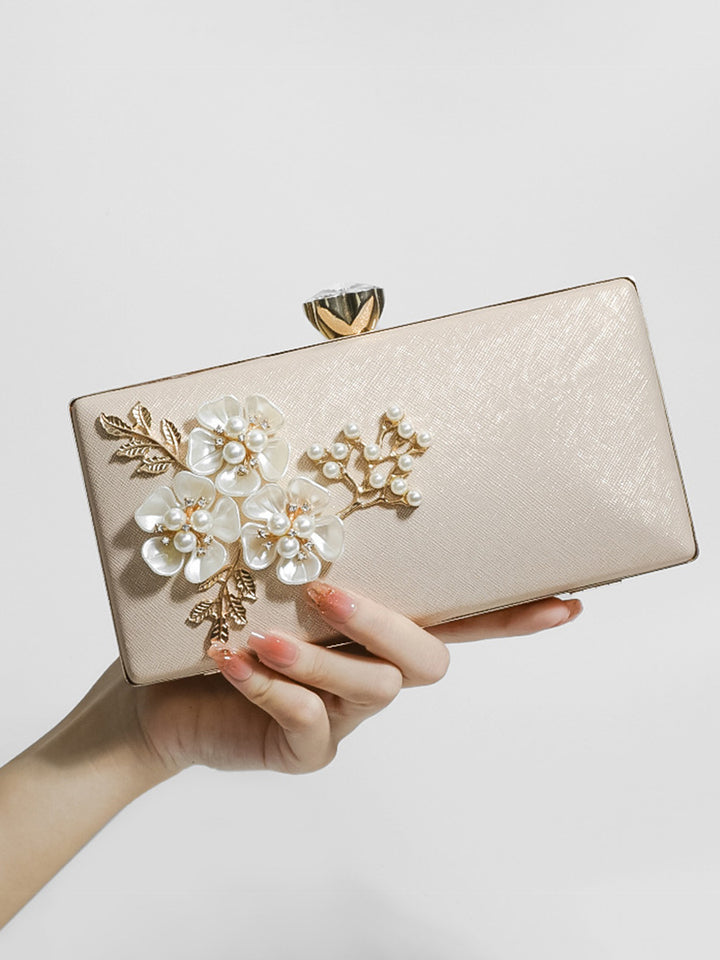 Geometric Classic Pearl Flower PU Handbags