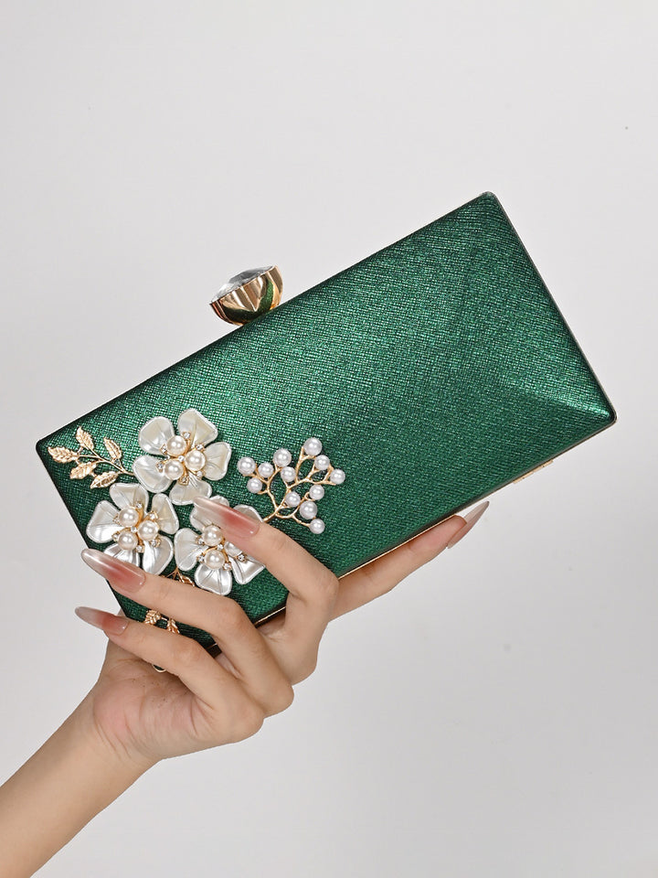 Geometric Classic Pearl Flower PU Handbags