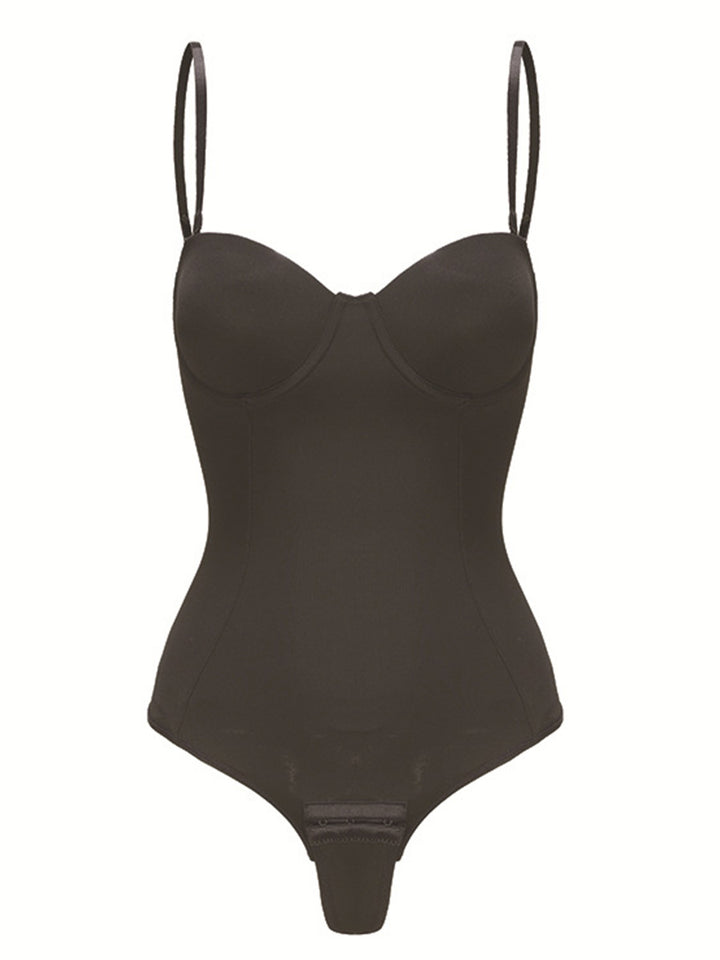 Hip Length Daily Tummy Control Push-Up Bra Spaghetti Straps Nylon Shapewear