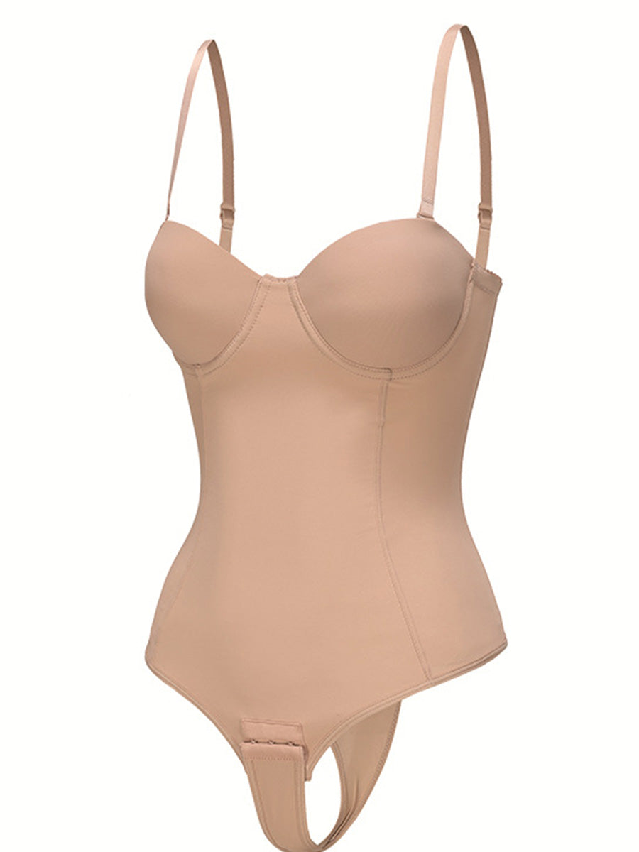 Hip Length Daily Tummy Control Push-Up Bra Spaghetti Straps Nylon Shapewear