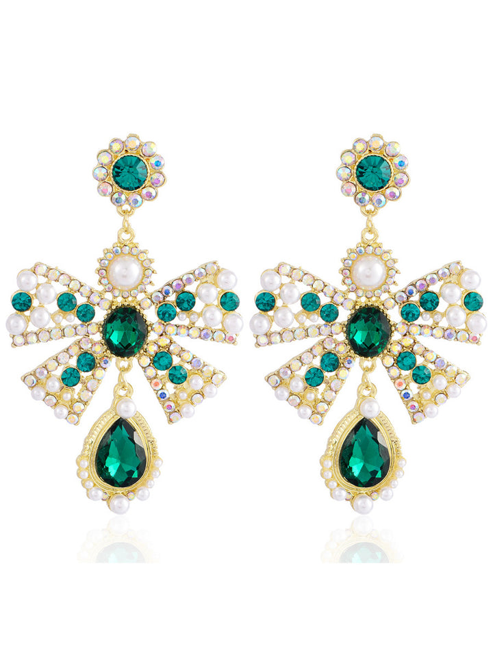 Bow Sweet Beadings Crystal Alloy Earrings