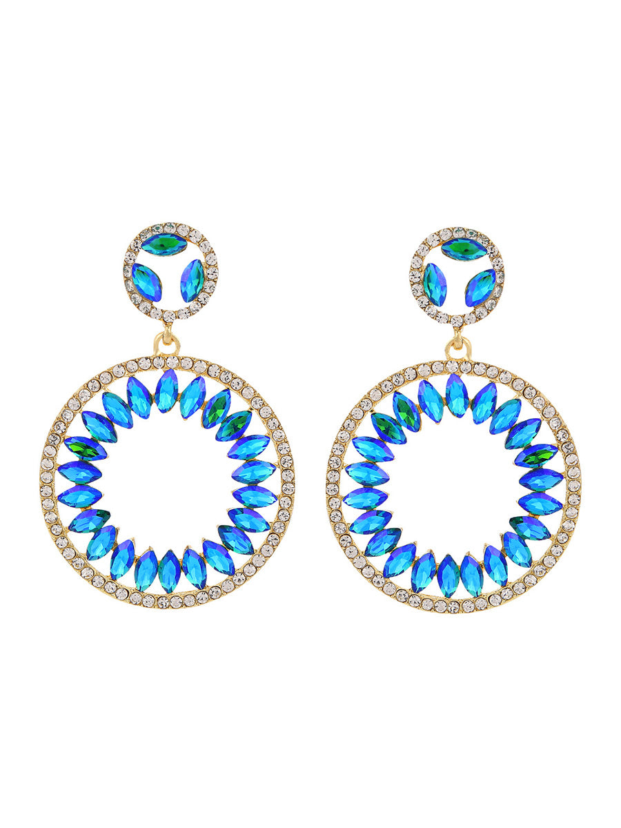 Round Elegant Beadings Hollow-Out Crystal Earrings
