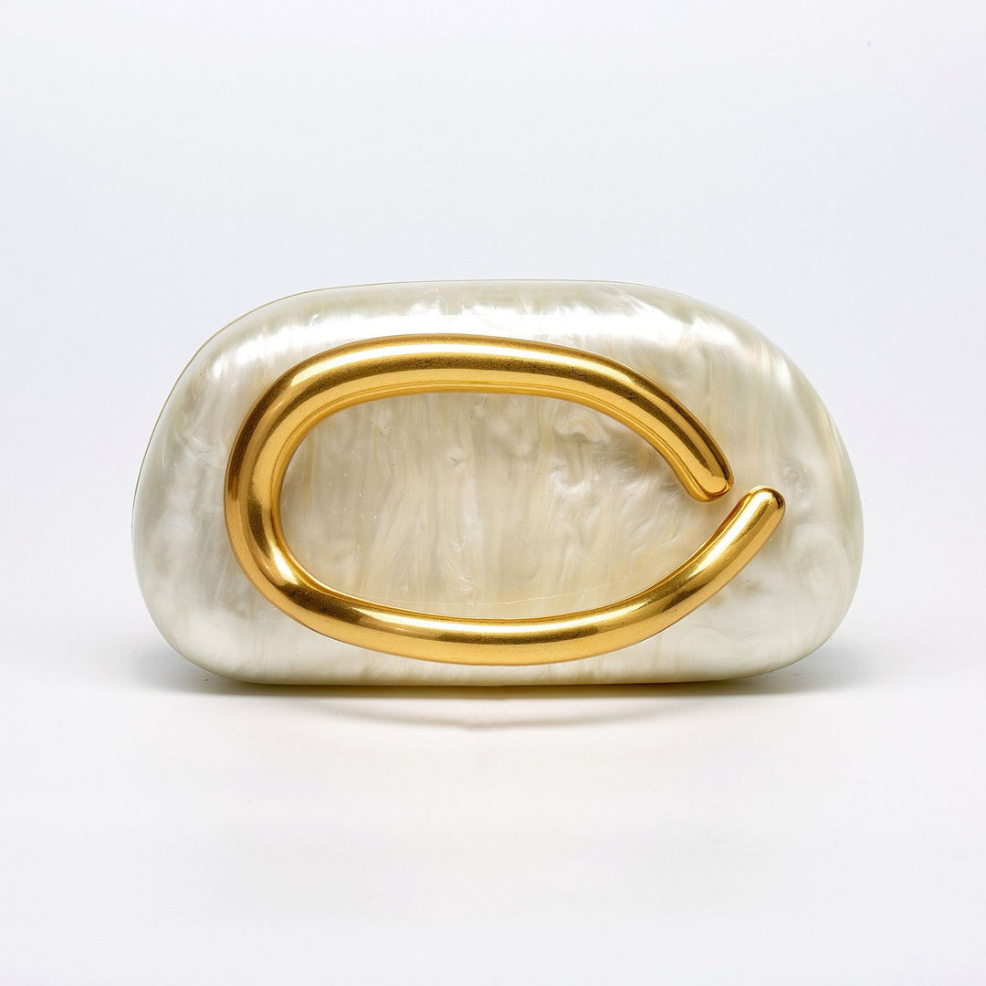 Oval  Metal Handle Diagonally Across Acrylic Handbags with Chain