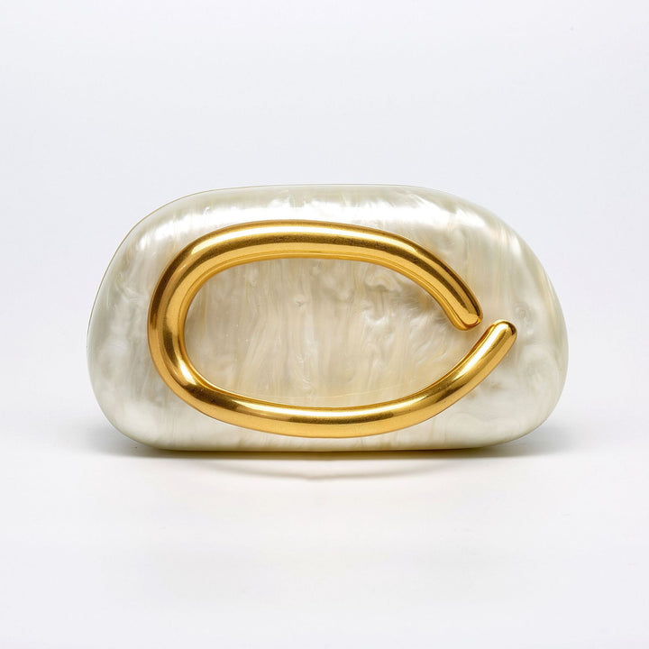 Oval  Metal Handle Diagonally Across Acrylic Handbags with Chain