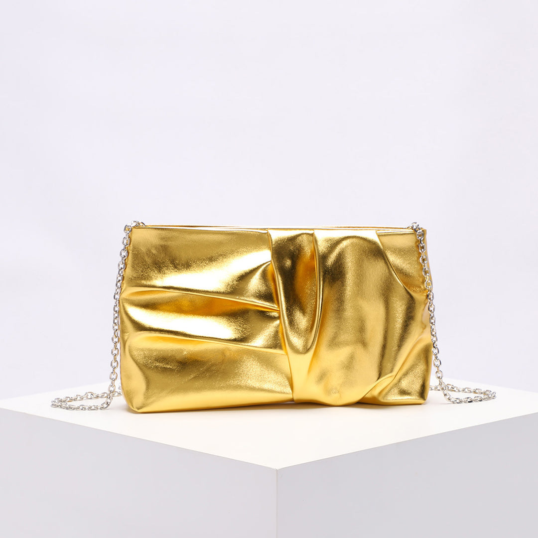 Geometric Luxurious Ruched Daily Sparkly Chain PU Handbags