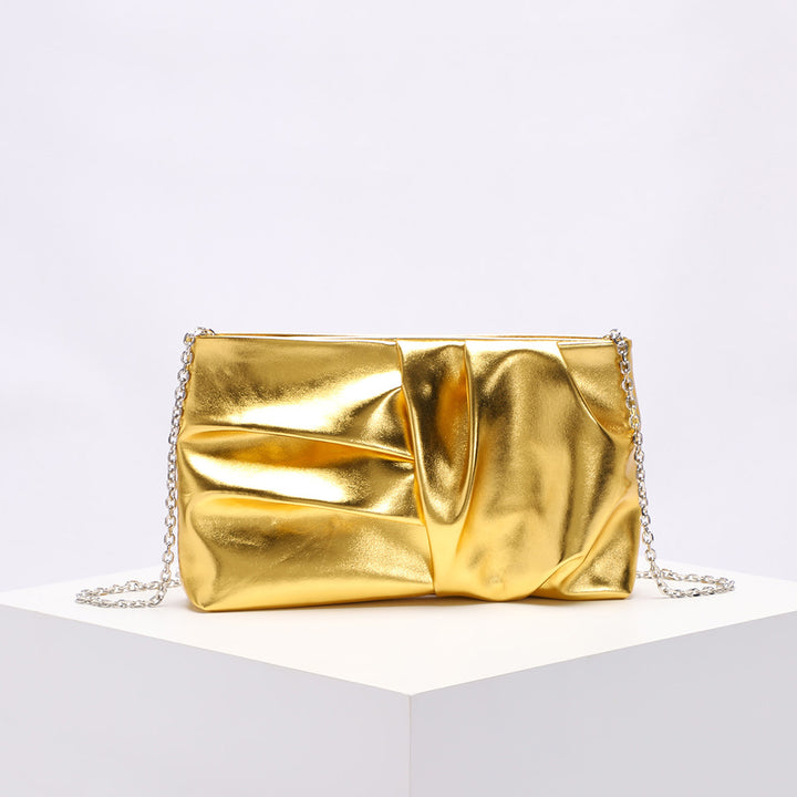 Geometric Luxurious Ruched Daily Sparkly Chain PU Handbags
