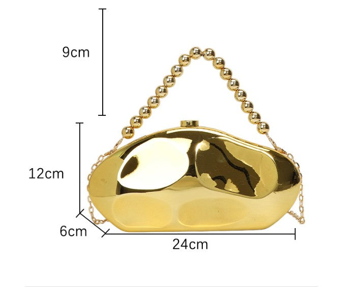 Irregular Luxurious Beadings Diamond Grid Acrylic Handbags with Chain