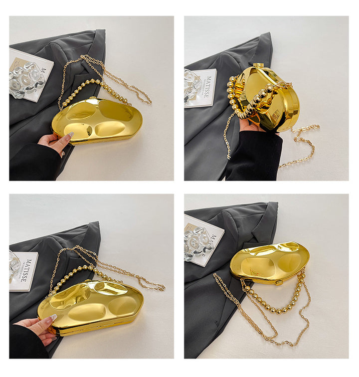 Irregular Luxurious Beadings Diamond Grid Acrylic Handbags with Chain