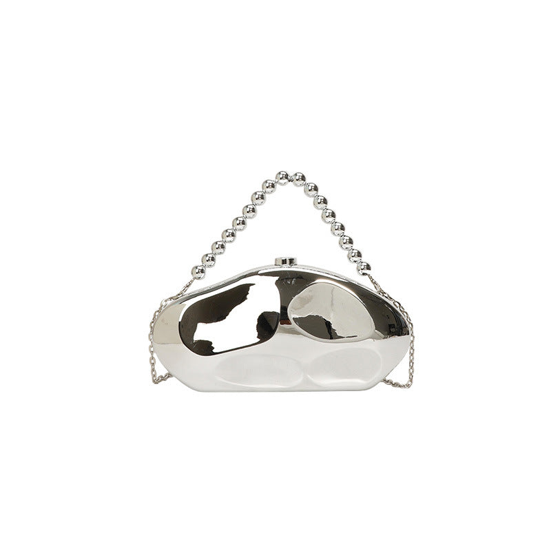 Irregular Luxurious Beadings Diamond Grid Acrylic Handbags with Chain