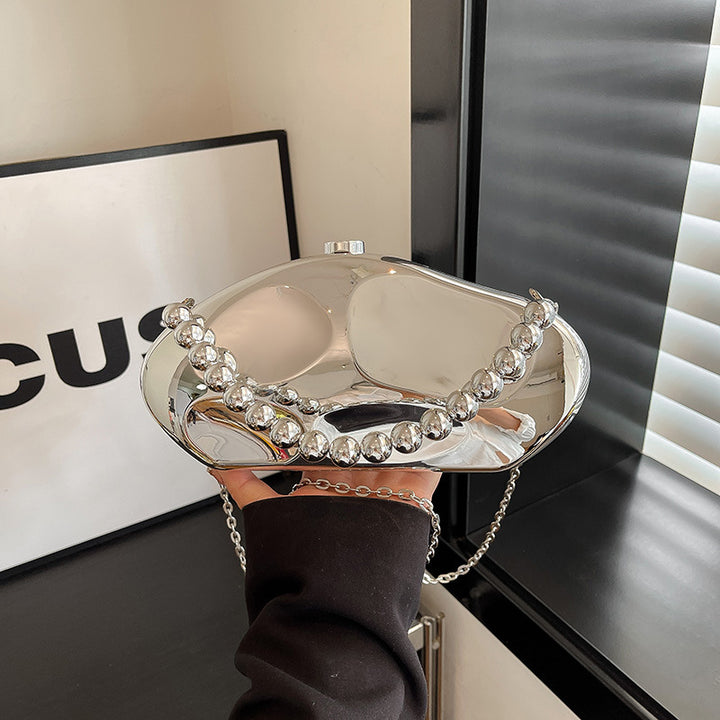 Irregular Luxurious Beadings Diamond Grid Acrylic Handbags with Chain