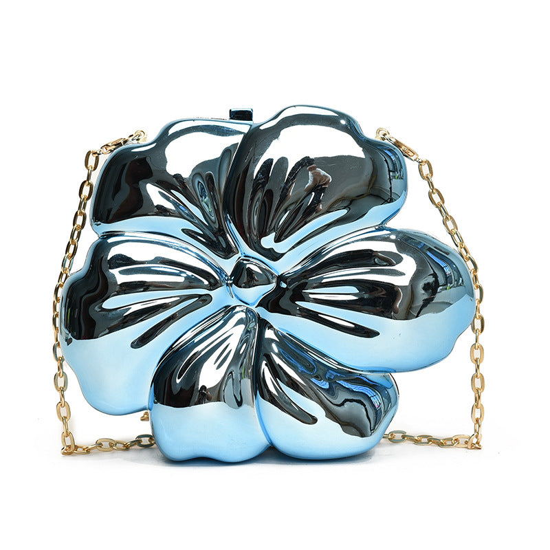 Floral Delicated Diagonally Across Chain Glitter Acrylic Handbags