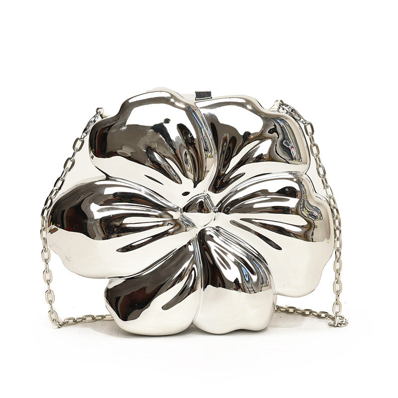 Floral Delicated Diagonally Across Chain Glitter Acrylic Handbags