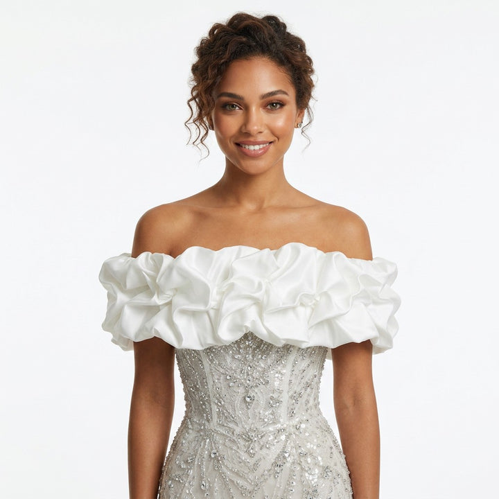 Women's Elegant Ruffles Satin Cape