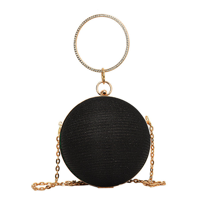 Round Classic Metal Handle Chain Glitter PU Handbags