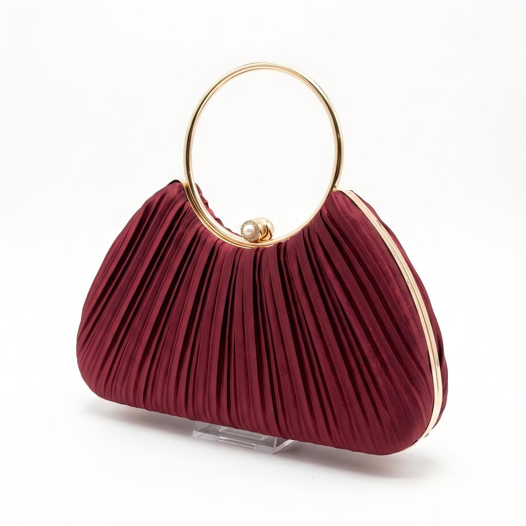 Irregular Classic Ruched Daily Sparkly Metal Handle PVC Handbags