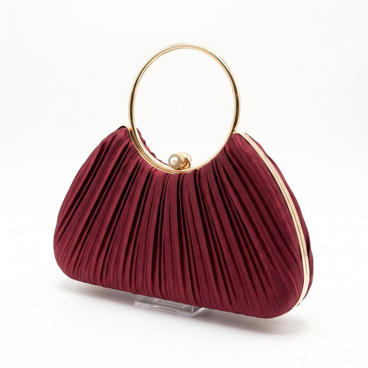 Irregular Classic Ruched Daily Sparkly Metal Handle PVC Handbags
