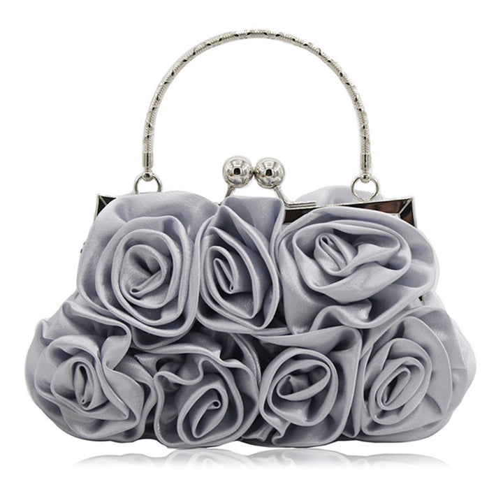 Geometric Sweet Flower Metal Handle Silk Handbags