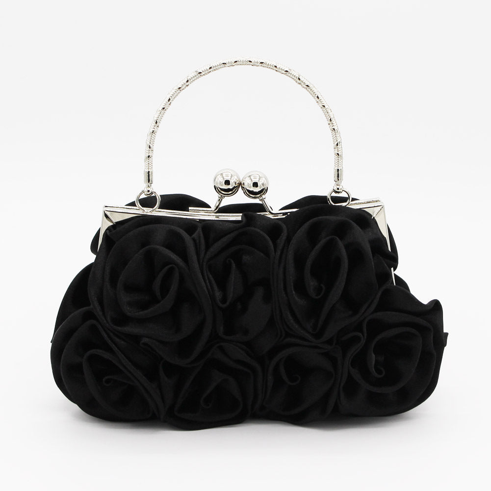 Geometric Sweet Flower Metal Handle Silk Handbags