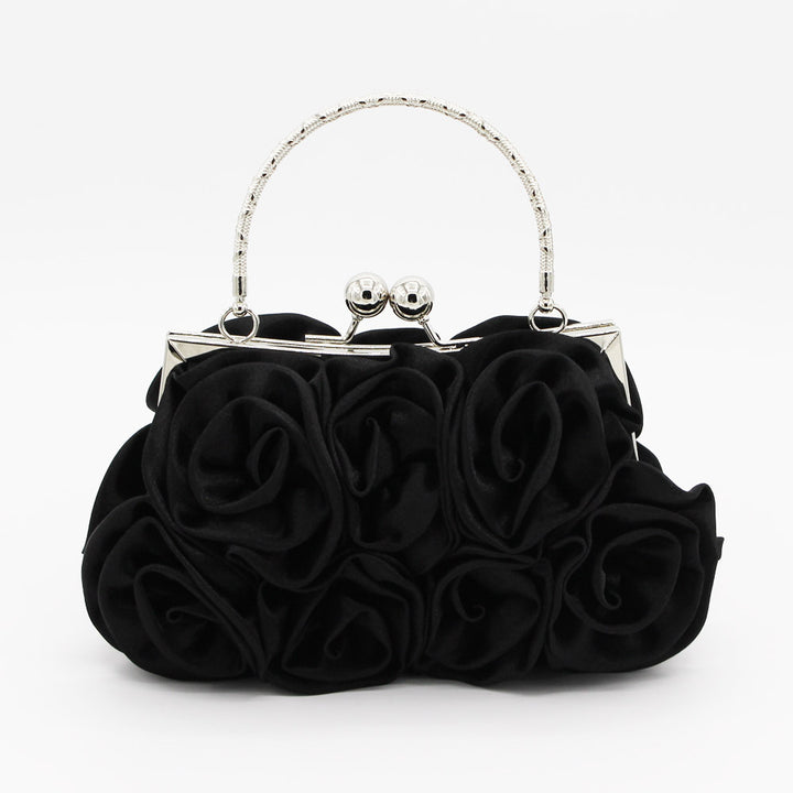 Geometric Sweet Flower Metal Handle Silk Handbags