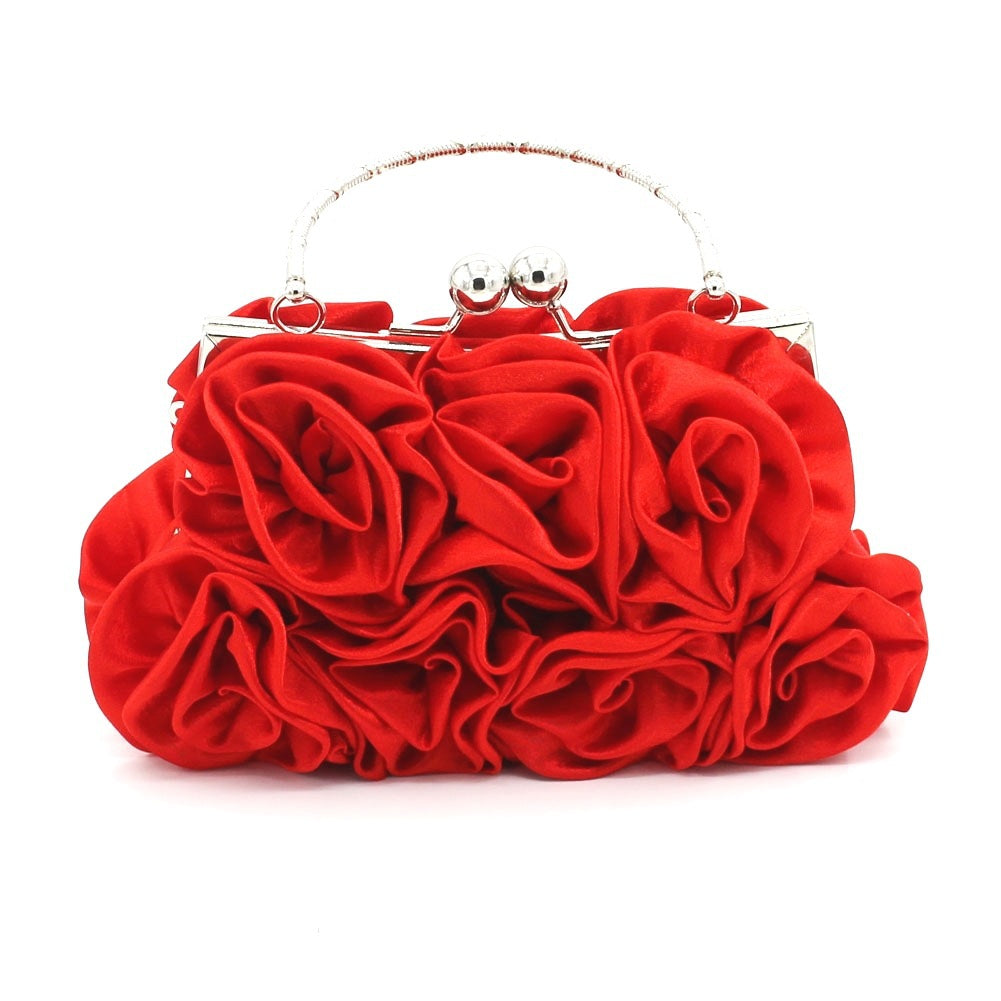 Geometric Sweet Flower Metal Handle Silk Handbags
