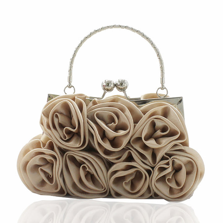 Geometric Sweet Flower Metal Handle Silk Handbags