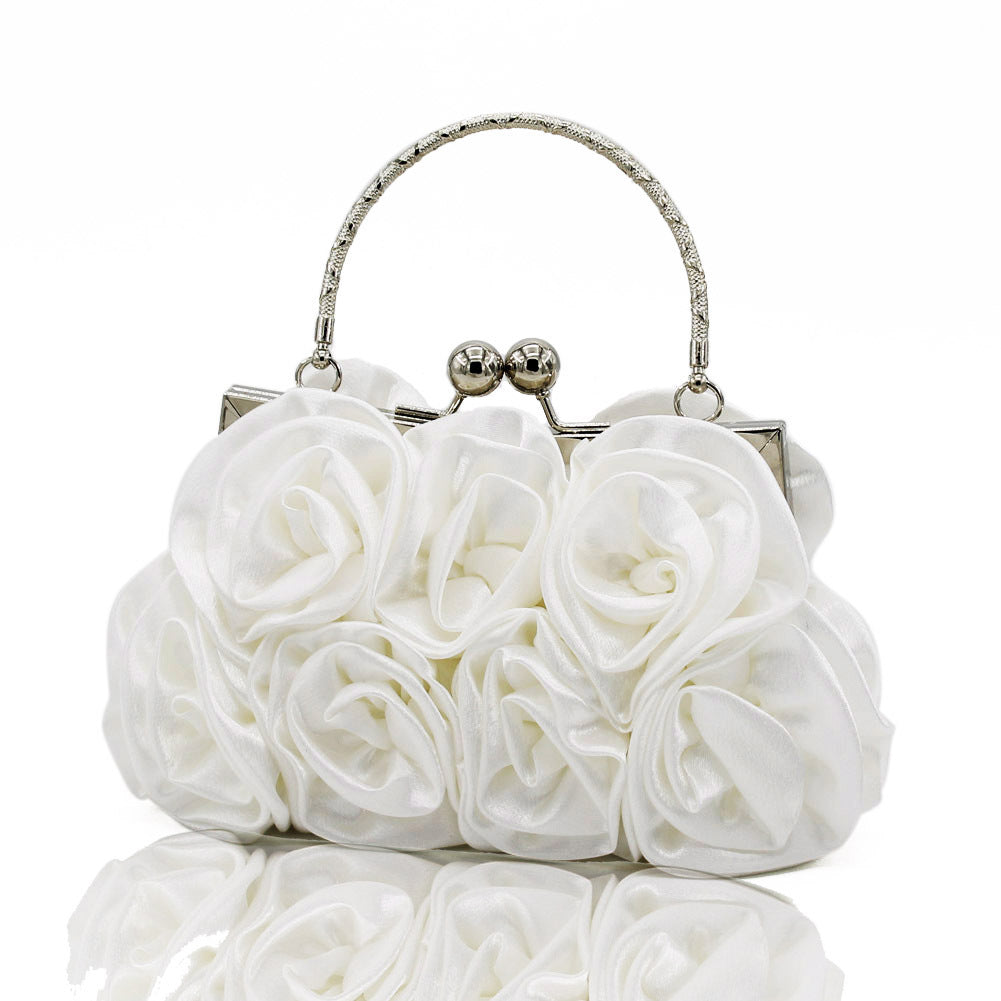 Geometric Sweet Flower Metal Handle Silk Handbags