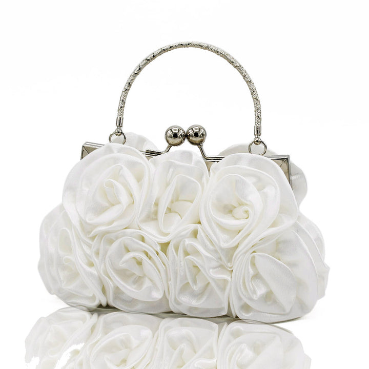 Geometric Sweet Flower Metal Handle Silk Handbags