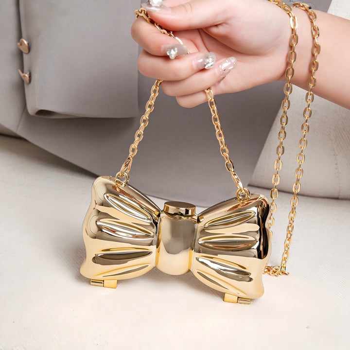 Irregular Sweet Bow Diagonally Across Acrylic Handbags with Chain