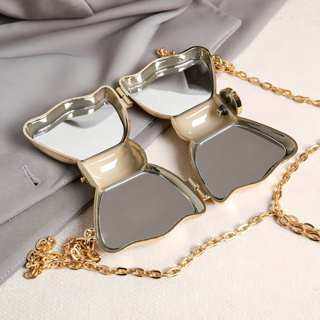 Irregular Sweet Bow Diagonally Across Acrylic Handbags with Chain