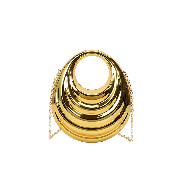 Irregular Daily Two-Fold Ruched Acrylic Handbags with Chain