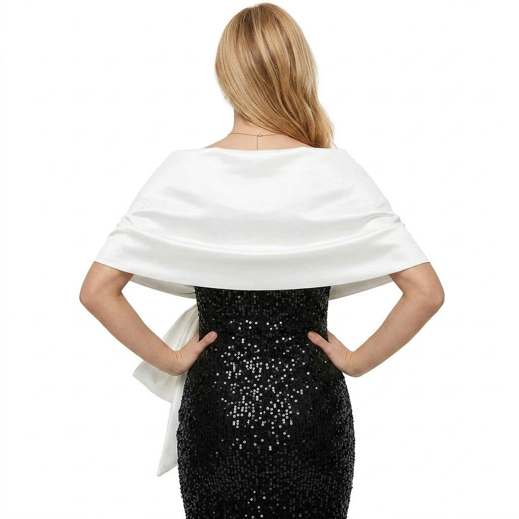 Women's Delicated Ruched Satin Cape